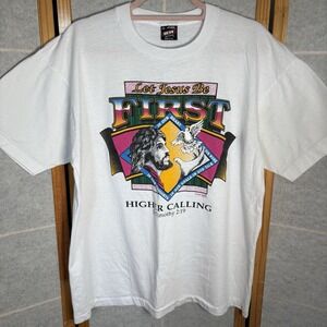 Rare Vintage Let Jesus Christ Be First Higher Calling Gospel 1992 T Shirt 90s XL